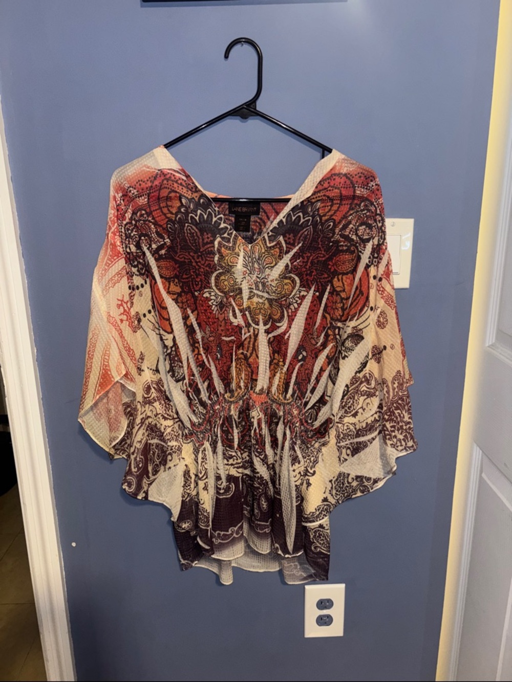 Lane Bryant Paisley V‑Neck Tunic in Red & Cream BOHO TOP Women